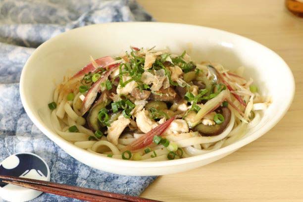 茄子とささみの冷やしうどん